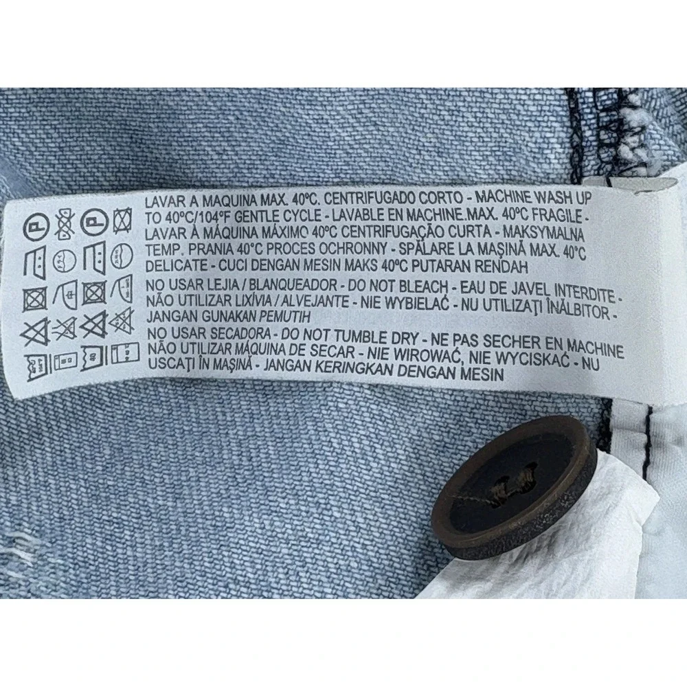 Zara ZW The Levitha Denim Coat Womens XS Light Wash Destroyed Denim Chore Duster
